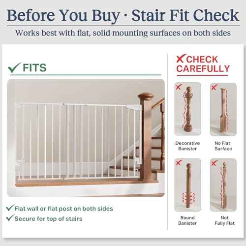 35.1 55" Extra Wide No Bottom Bar Baby Gate & Dog Gate for Stairs