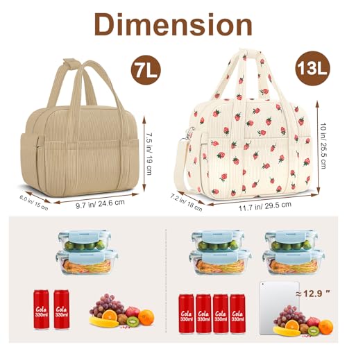 Corduroy Lunch Box Lunch Bag for Women Men