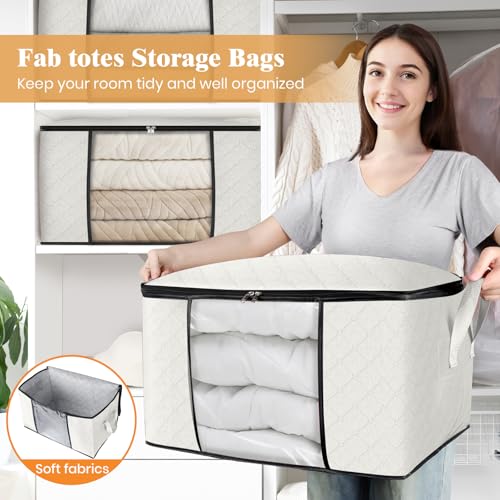 4 Pack Storage Bags for Clothes Blanket Storage Bins with Lids (4 Count)