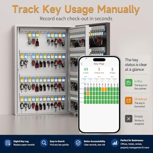 192 Key Lock Box Smart Key Organier Cabinet with Keypad & App for Office
