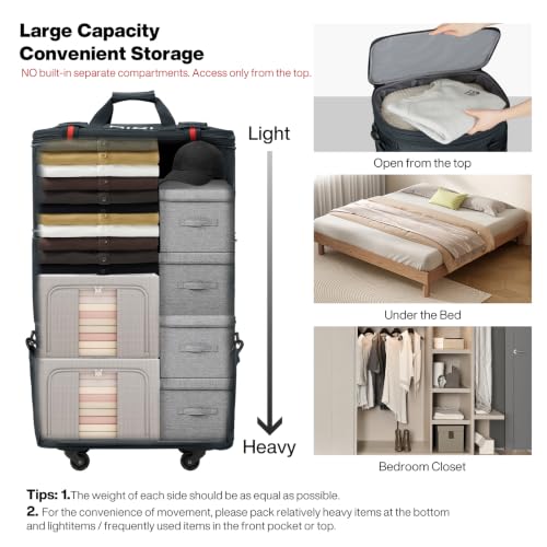 Travel Bag with Wheels Expandable Foldable Luggage Bag Collapsible Rolling Travel Bag Duffel Bag Large Capacity Suitcase for Men Women
