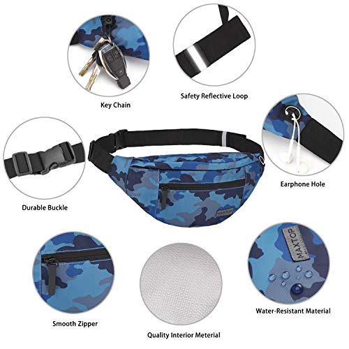 Camo Blue Fanny Pack for Men Cross Body Bag Carrying All Phones