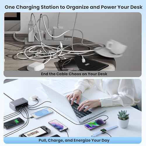 345W USB C Charger 10 in 1 Retractable Wall Charger with 2 Cables