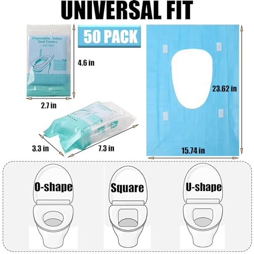 50 Pack Toilet Seat Covers Disposable 16x24 Inch XL