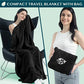 Compact 2-in-1 Travel Blanket Pillow for Airplane Flight, Black