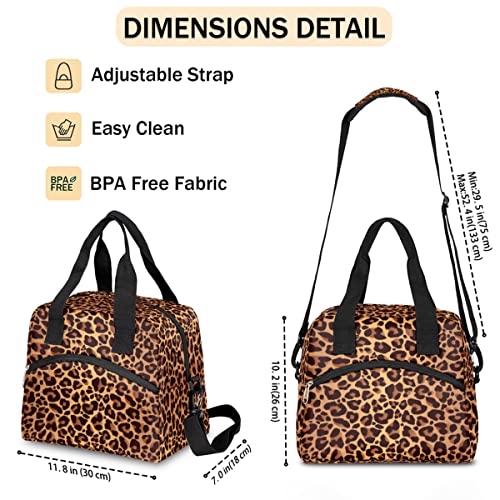 Leopard Cheetah Skin Insulated Lunch Bag for Women Men Adult Lunch Tote Bag with Shoulder Strap Reusable Lunch Box Large Containers Thermal Cooler Bag for Work School Picnic Lightweight Handbag (A03:Leopard Cheetah Skin)