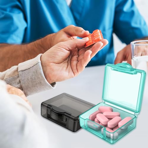 Small Pill Case Travel Pill Box Cute Pill Organizer for Purse Portable Daily Medicine Organizer 1 Compartment Pill Holder for Vitamins (4 Count)