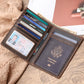 Polare Leather AirTag Passport Holder RFID Blocking Travel Bifold Wallet