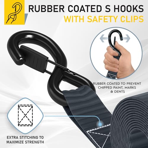 Heavy Duty Ratchet Straps & Soft Loops (4 Count)