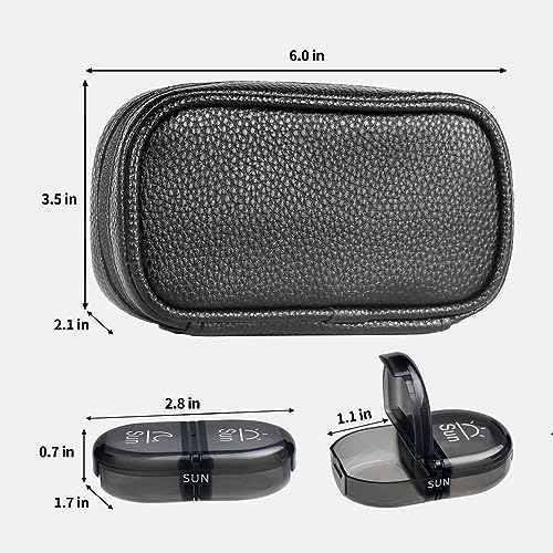 Weekly Travel Pill Organizer 2 Times a Day AM PM Black Pill Box