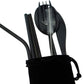 7 Pcs Portable Flatware Set, 304 Stainless Steel Cutlery Set Travel Utensils Set w/Pouch Fork Spoon Chopsticks Straws for Travel Camping Office, Dishwasher Safe (Black)