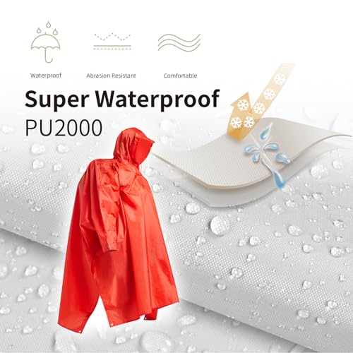 Hooded Rain Poncho for Adult with Pocket Waterproof Lightweight Unisex Raincoat for Hiking Camping Emergency