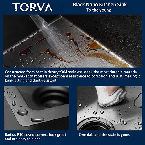 17 Inch Gloss Black Ceramic Coating with NanoTek Undermount Kitchen Sink