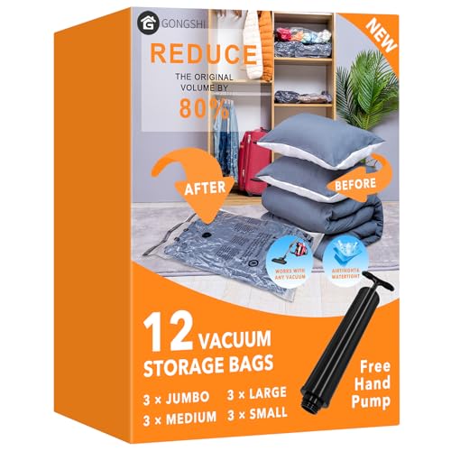 Vacuum Storage Bags for Clothing (12 Count)
