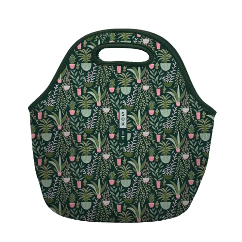 LunchTote Zippered Bag Insulated Neoprene Caddy (Green Living / Large 4.5 Quart Lunch Tote)