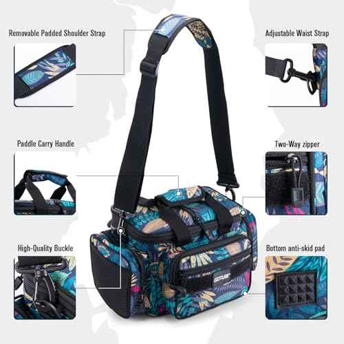 Fishing Tackle Bag with 3PCS 3600 Green Tackle Boxes (3 count)