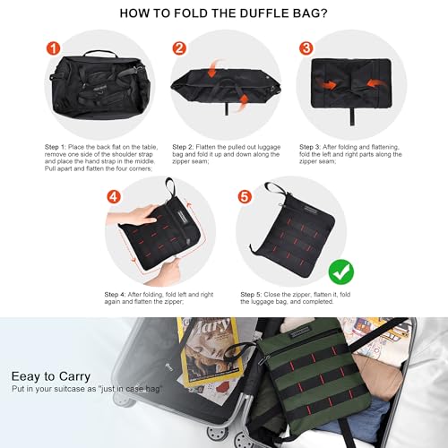 Foldable Duffle Bag for Men Large 65L Travel with Shoe Compartment