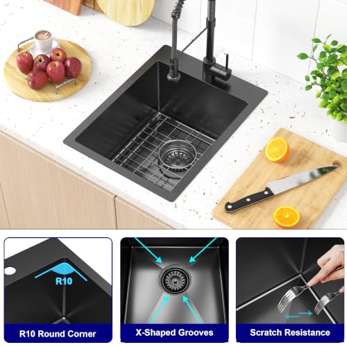 15x20x9 Bar Sink Drop In Black