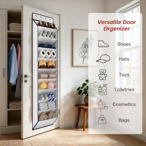 10 Tiers White Over Door Shoe Organizer Storage