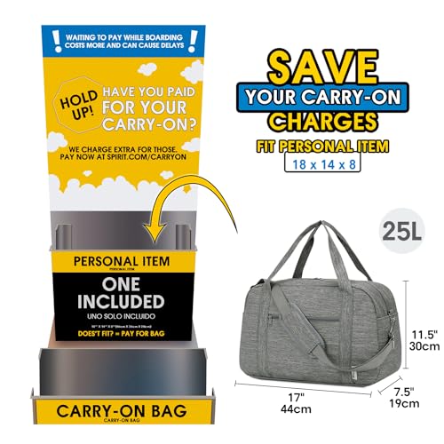 18" Carry on Bag Underseat Luggage for Airplane Frontier Airlines Personal Item Bag Travel Duffel Bag Small Gym Bag Weekender Overnight Bag with Wet Pocket for Women and Men