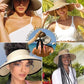 Women's Straw Sun Visor Hat UPF Wide Shade Ponytail Summer Hat