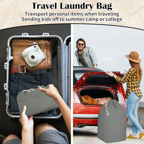 Canvas Laundry Bag with Handles & Square Base