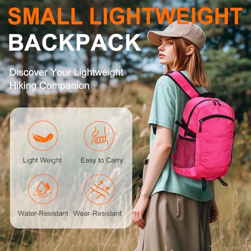 Small Hiking Backpack 15L Travel Lightweight Hiking Packable Daypack Water