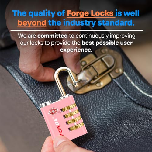 Dual-Opening: Key or Combination Access Lock, TSA Approved Locks for Luggage, Pelican case, Travel, Gym, School, Stainless Steel Shackle. (Pink, 2 Pk) (2 Count)