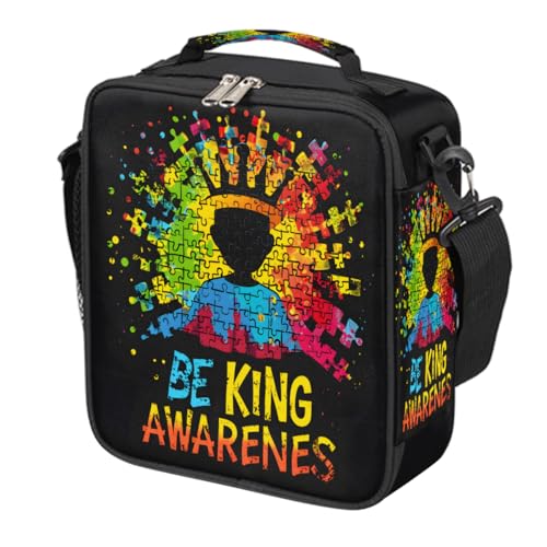 Autism Kids Kids Lunch Box for Girls Boys Reusable Insulated Lunch Bag for Kids Toddler Thermal Cooler Spacious Lunchbox with Shoulder Strap Lunchbag for School Work Picnic (print 9)