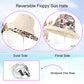 Women Floral Reversible Wide Brim Sun Hats Summer UV Protection Hiking Fishing Hat Wired Edge Beach Garden Lawn Work Cap Chin Strap