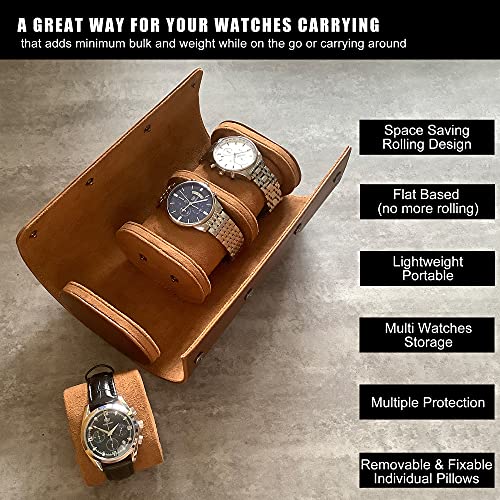 Longjet Watch Roll Travel Case for Men Portable Watches Organizer Box