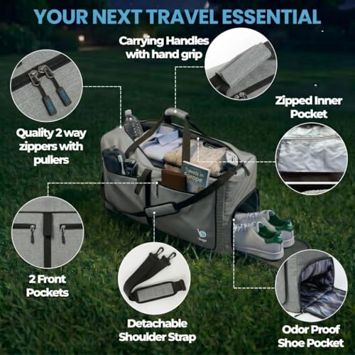 Travel Duffle Bag for Women & Men. Duffel Bag for Traveling & Camping