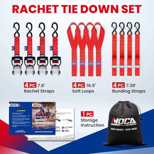 MOCA Heavy Duty Ratchet Straps Tie Down 4 Pack 1.6" x 8 ft (14 Count)