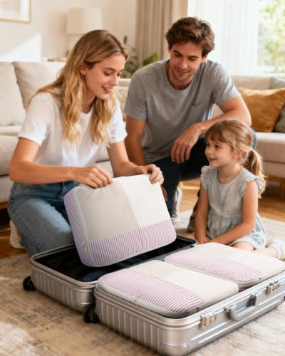 7 Set Striped Packing Cubes for Travel Carry on Suitcase