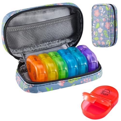 Weekly Travel Pill Organizer 2 Times a Day AM PM Rainbow Pill Box