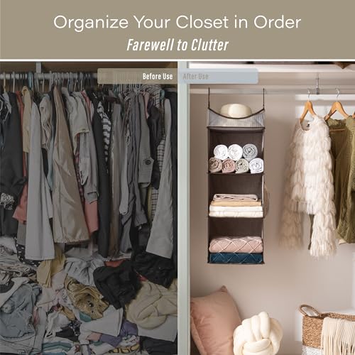 3 Shelf Hanging Closet Organizer with Half Compartment