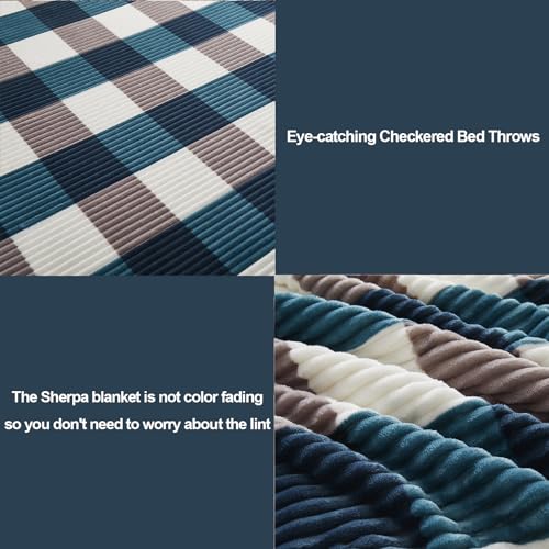 Sherpa Blanket Twin Plaid Thick Bed Blanket