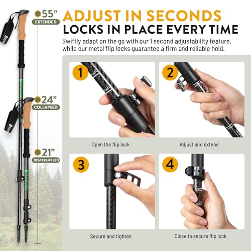 100% Carbon Fiber Trekking Poles by USA Brand