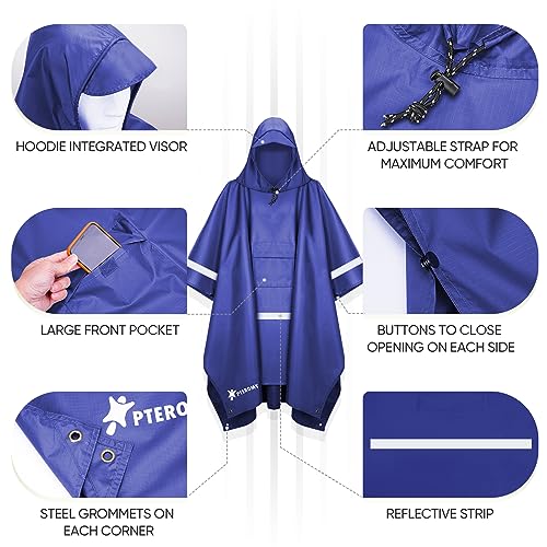 Hooded Rain Poncho for Adults