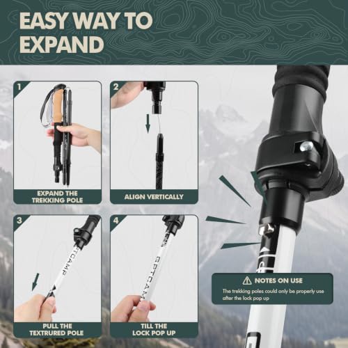 Folding Trekking Poles 7075 Aluminum Lightweight for Travel (2 Count)