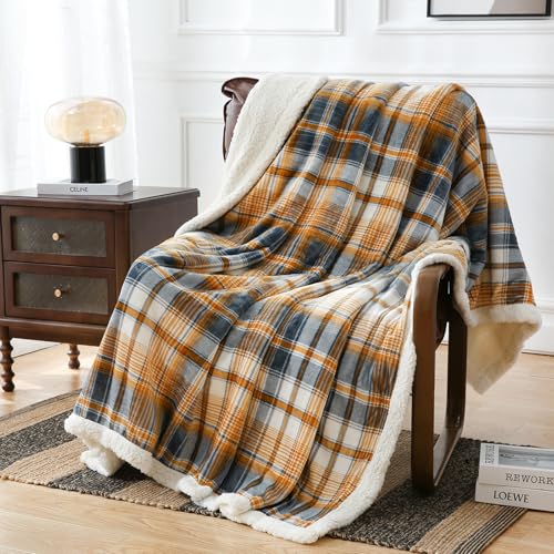 Sherpa Blanket Queen Plaid Thick Bed Blanket