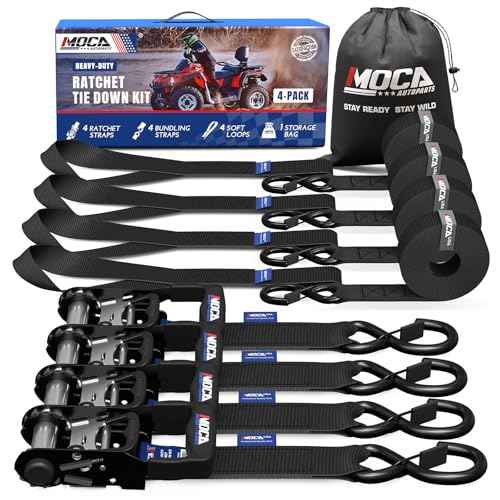 MOCA Heavy Duty Ratchet Straps Tie Down 4 Pack 1.6" x 15ft (4 Count)