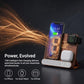 3-in-1 Walnut Wood Wireless Charging Station with Clock, 15W Fast Foldable Charger Stand, Charging Dock for iPhone 17/16/15/14/13/12, Apple Watch Ultra/10/9/8, AirPods, Nightstand Charger,Gift for Men