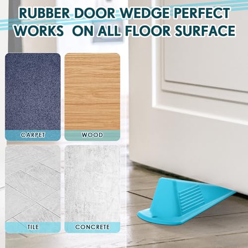 6 Pcs Heavy Duty Rubber Door Stops Wedge Stackable (6 Count)