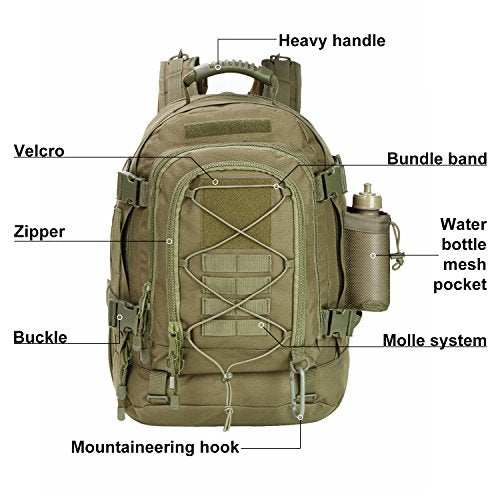 Large Tactical Backpack for Men Military Backpack with DIY System for Travel