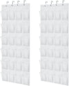 GORILLA GRIP Over the Door Shoe Organizer, 2 Pack, 24 Breathable Mesh Pockets, Space Saving Hanging Storage Holder, Closet Rack Hanger Holds Up to 40 lbs, Hangs on Closets, Shoes, Accessories, White