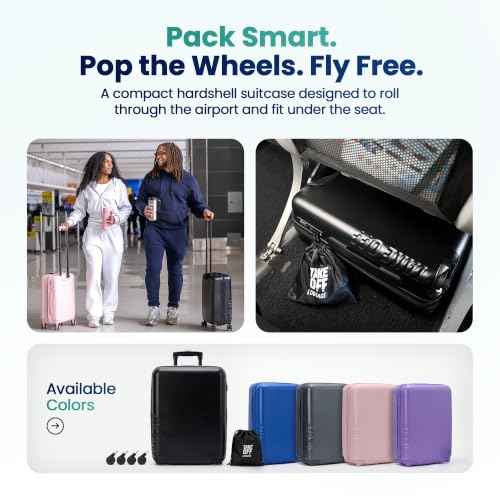 TAKE OFF 18 Inch Personal Item Suitcase Removable Wheels Underseat Bag