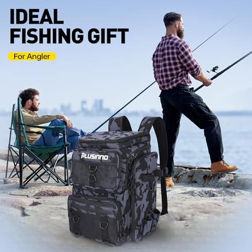 Fishing Backpack with Fishing Rod Gear Holders Tackle Box