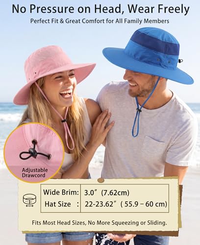 Womens Sun Hat Lightweight Mesh Bucket Hat UPF50+ Wide Brim Sun Protection Caps Pink