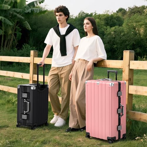Checked Aluminum Frame Suitcase 24 Inch Zipperless Luggages Hardside PC Luggage With Spinner Wheels TSA Lock USB Charger Suitcases